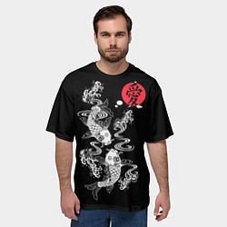 Футболка оверсайз мужская Любовь - японские карпы кои, цвет: 3D-принт — фото 2