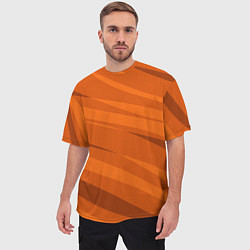 Футболка оверсайз мужская Тёмный оранжевый полосами, цвет: 3D-принт — фото 2