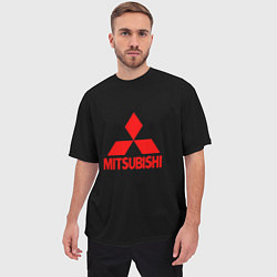 Футболка оверсайз мужская Mitsubishi red logo, цвет: 3D-принт — фото 2