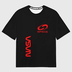 Футболка оверсайз мужская Nasa space red logo, цвет: 3D-принт