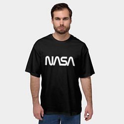 Футболка оверсайз мужская Nasa white logo, цвет: 3D-принт — фото 2