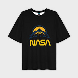 Футболка оверсайз мужская Nasa горы лого, цвет: 3D-принт