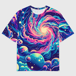 Мужская футболка оверсайз Разноцветный бескрайний космос - нейросеть