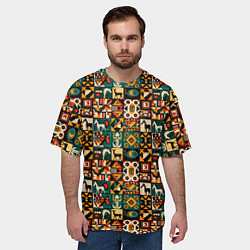 Футболка оверсайз мужская Африканские паттерн животные, цвет: 3D-принт — фото 2