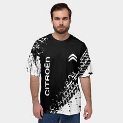 Футболка оверсайз мужская Ситроен: следы от шин, цвет: 3D-принт — фото 2