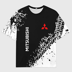 Мужская футболка оверсайз Митсубиши: следы от шин