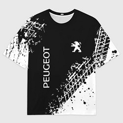 Футболка оверсайз мужская Пежо: следы от шин, цвет: 3D-принт