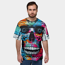 Футболка оверсайз мужская Crazy color skull - graffiti, цвет: 3D-принт — фото 2
