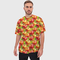 Футболка оверсайз мужская Вкусные яблоки паттерн, цвет: 3D-принт — фото 2