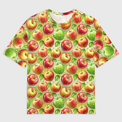 Мужская футболка оверсайз Натуральные яблоки паттерн
