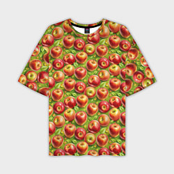 Футболка оверсайз мужская Румяные яблоки паттерн, цвет: 3D-принт