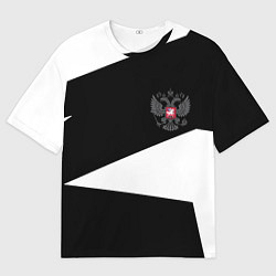 Мужская футболка оверсайз Герб РФ геометрия текстура