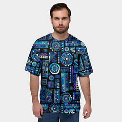 Футболка оверсайз мужская Этнический неоновый орнамент, цвет: 3D-принт — фото 2