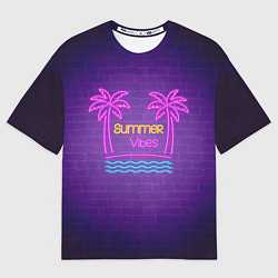 Футболка оверсайз мужская Неоновые пальмы summer vibes, цвет: 3D-принт