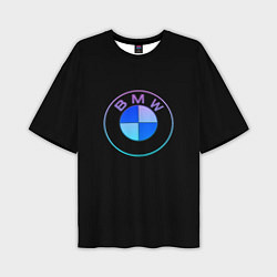 Футболка оверсайз мужская BMW neon logo, цвет: 3D-принт