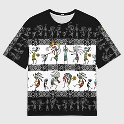 Мужская футболка оверсайз Кокопелли - боги индейцев хайда