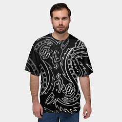 Футболка оверсайз мужская Драконы татуировки самураи, цвет: 3D-принт — фото 2