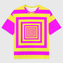 Футболка оверсайз мужская Удаление квадратов - оптический коридор желтый, цвет: 3D-принт