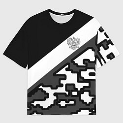 Футболка оверсайз мужская Россия камуфляж текстура, цвет: 3D-принт