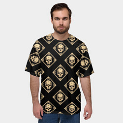 Футболка оверсайз мужская Черепа текстурные, цвет: 3D-принт — фото 2