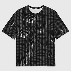 Мужская футболка оверсайз Чёрная оптическая иллюзия из точек