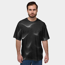 Футболка оверсайз мужская Чёрная оптическая иллюзия из точек, цвет: 3D-принт — фото 2
