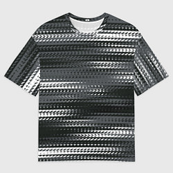 Мужская футболка оверсайз Тёмный серый абстрактные полосы