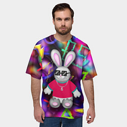 Футболка оверсайз мужская Кролик в футболке, цвет: 3D-принт — фото 2