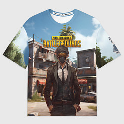 Футболка оверсайз мужская PUBG персонаж в маске, цвет: 3D-принт