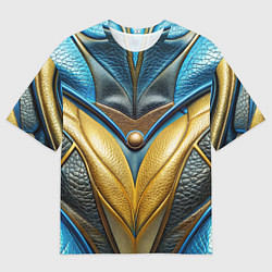 Мужская футболка оверсайз Объемная футуристичная объемная текстура из кожи