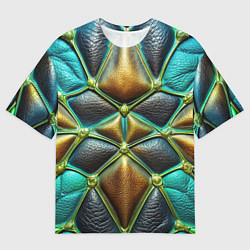 Мужская футболка оверсайз Объемная футуристичная объемная текстура из кожи