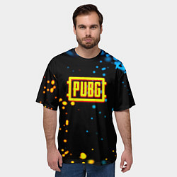 Футболка оверсайз мужская PUBG огненное лого, цвет: 3D-принт — фото 2