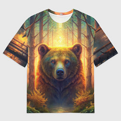 Мужская футболка оверсайз Медведь на рассвете