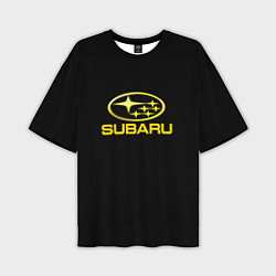 Футболка оверсайз мужская Subaru logo yellow, цвет: 3D-принт