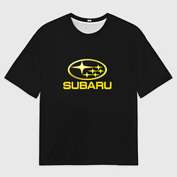 Футболка оверсайз мужская Subaru logo yellow, цвет: 3D-принт