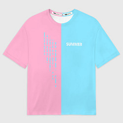 Футболка оверсайз мужская Summer-pink and blue, цвет: 3D-принт
