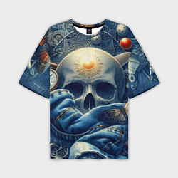 Мужская футболка оверсайз Авангардная композиция с черепом - нейросеть