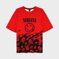 Мужская футболка оверсайз Nirvana rock skull