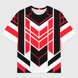 Мужская футболка оверсайз Red and white lines on a black background