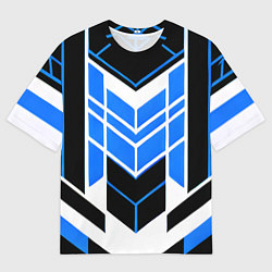 Мужская футболка оверсайз Blue and black stripes on a white background
