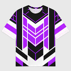 Мужская футболка оверсайз Purple and black stripes on a white background