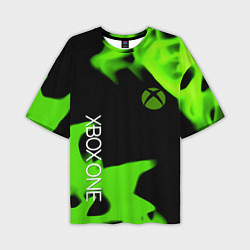 Мужская футболка оверсайз Xbox one green flame