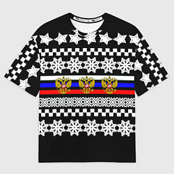 Футболка оверсайз мужская Rusiia winter pattern, цвет: 3D-принт