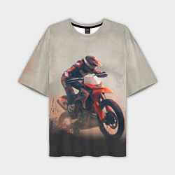 Мужская футболка оверсайз Мотоциклист - гонка