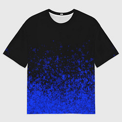Мужская футболка оверсайз Чёрный и ультрамарин абстрактный