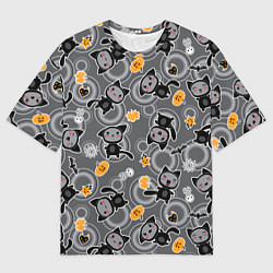 Футболка оверсайз мужская Котята на празднике хэллоуин, цвет: 3D-принт