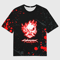 Мужская футболка оверсайз Samurai flame logo