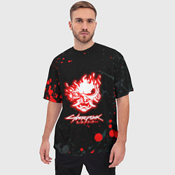 Футболка оверсайз мужская Samurai flame logo, цвет: 3D-принт — фото 2