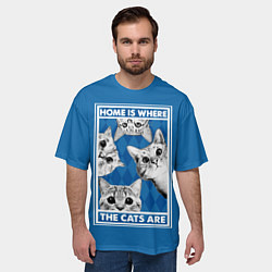 Футболка оверсайз мужская Home is where the cats are, цвет: 3D-принт — фото 2