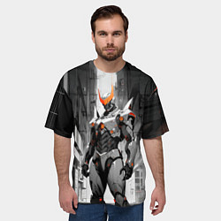 Футболка оверсайз мужская Боевой мощный робот, цвет: 3D-принт — фото 2